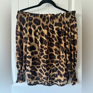Leopard Print Off-Shoulder Top